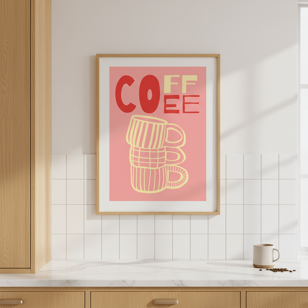 COFFEE Pink Wall Art Kitchen Print wall - art - picture - poster