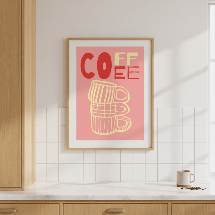 COFFEE Pink Wall Art Kitchen Print wall - art - picture - poster