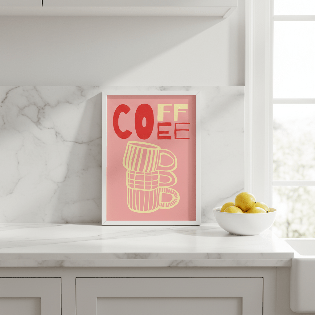 COFFEE Pink Wall Art Kitchen Print wall - art - picture - poster