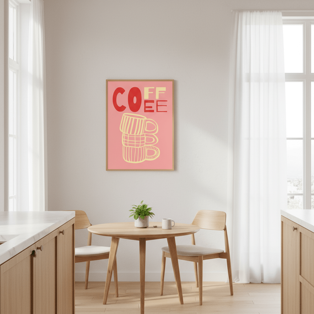 COFFEE Pink Wall Art Kitchen Print wall - art - picture - poster