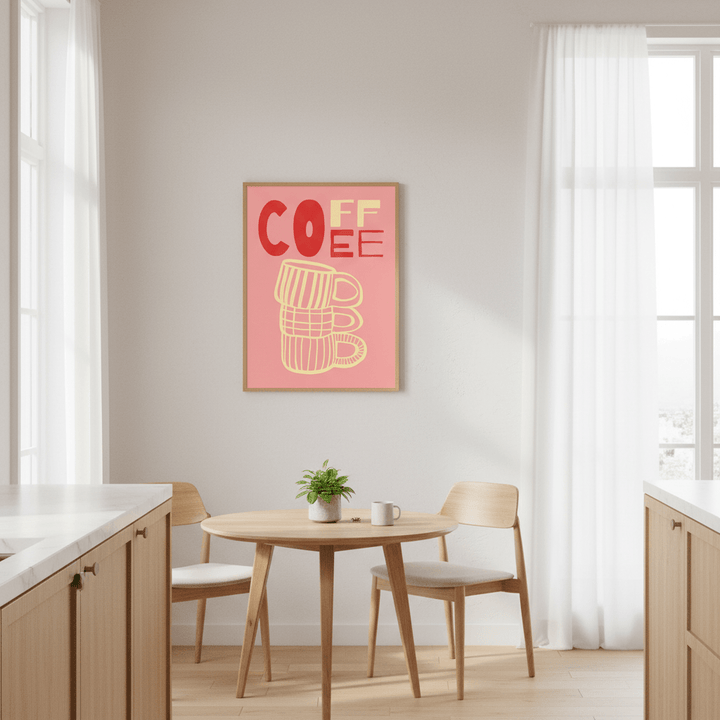 COFFEE Pink Wall Art Kitchen Print wall - art - picture - poster