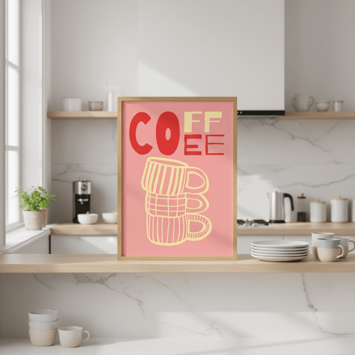 COFFEE Pink Wall Art Kitchen Print wall - art - picture - poster