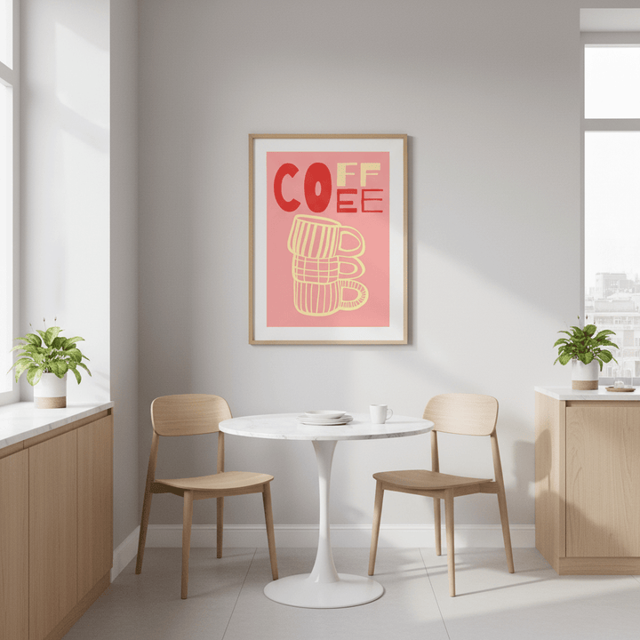 COFFEE Pink Wall Art Kitchen Print wall - art - picture - poster