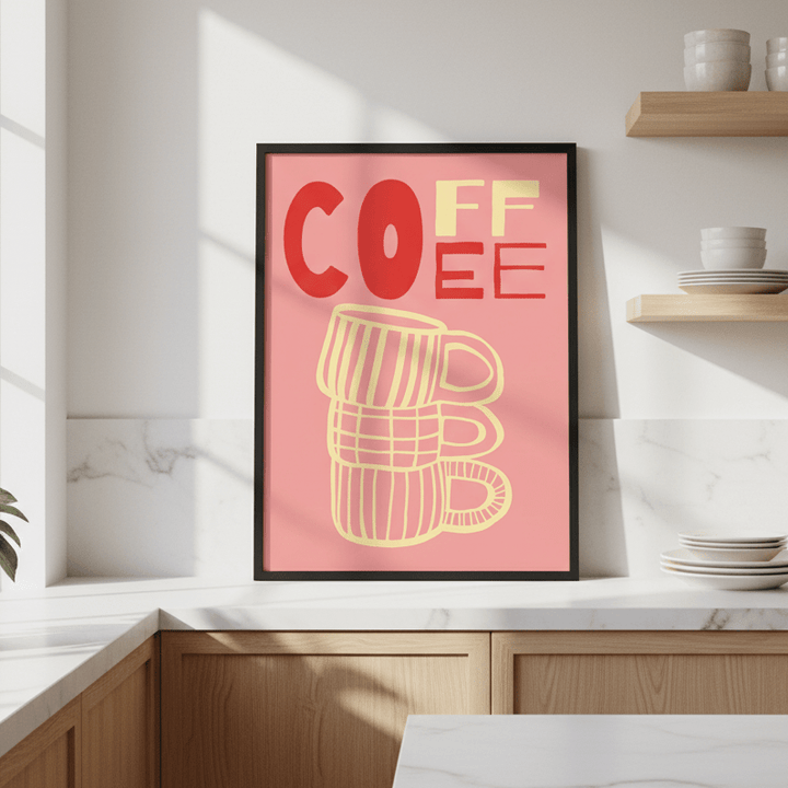 COFFEE Pink Wall Art Kitchen Print wall - art - picture - poster