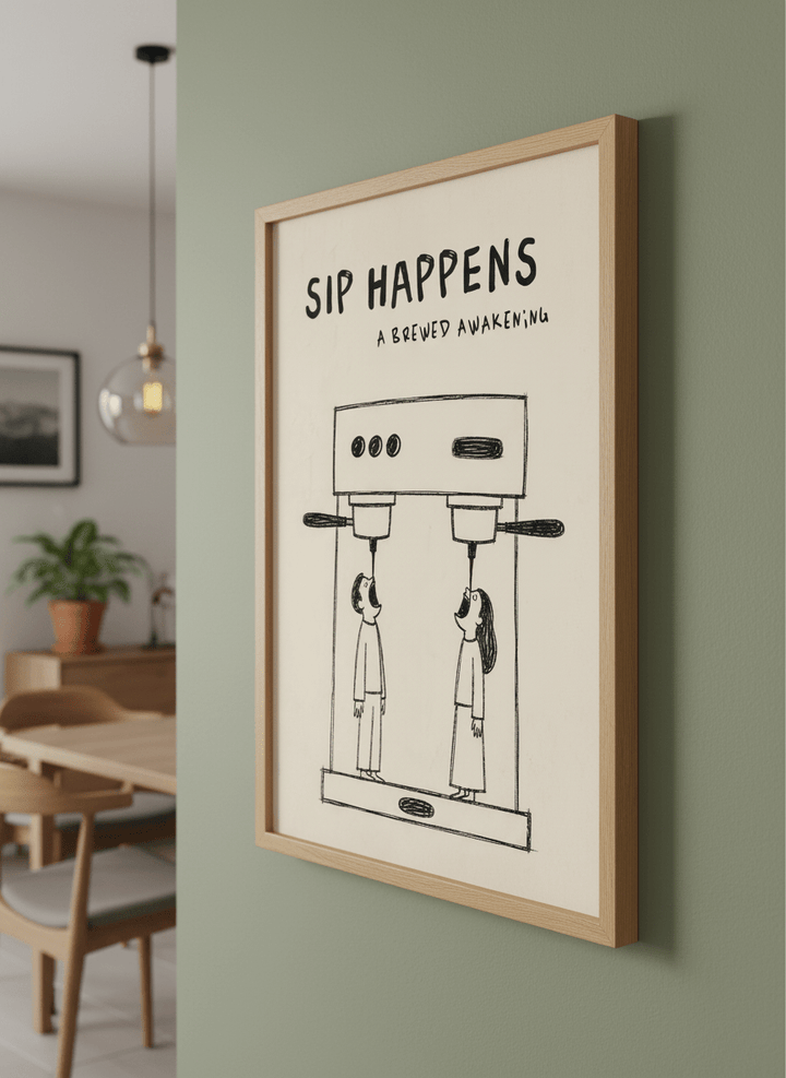 Wall art styled above a dining table in a contemporary home