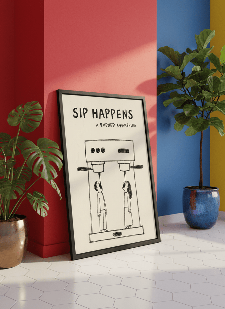Bold wall art styled in a colourful, eclectic modern home