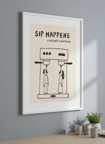 Artwork styled on the wall of a bright modern kitchen