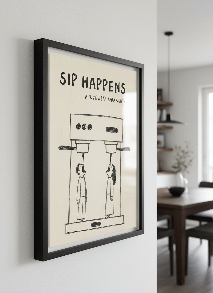 Wall art styled above a dining table in a contemporary home