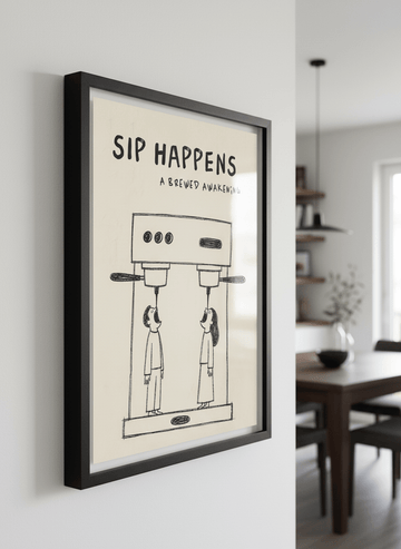 Wall art styled above a dining table in a contemporary home