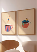 Coffee Swim by Henry Rivers Set of 2 | Art & Canvas Print