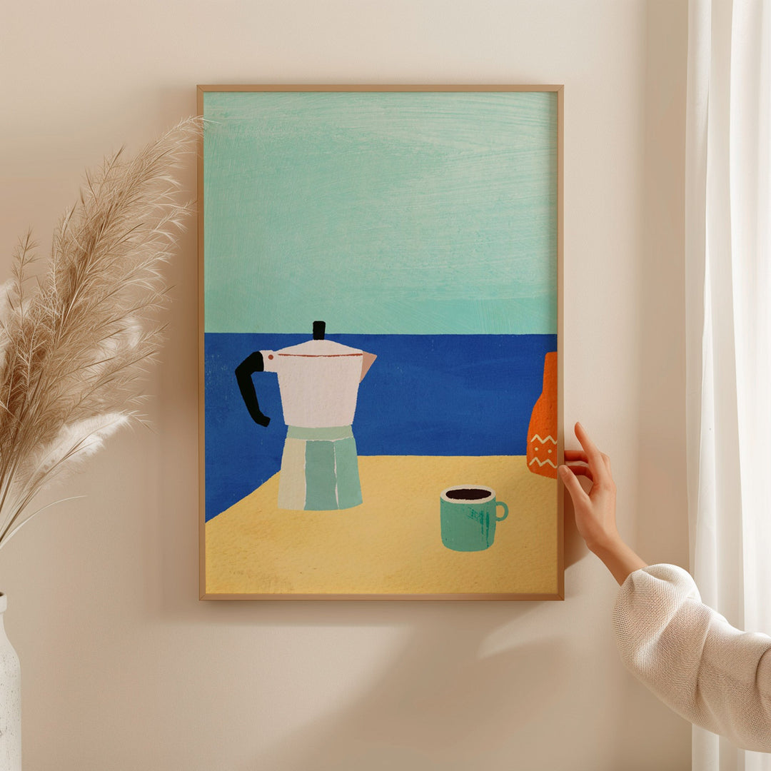 coffee artwork hanging on wall