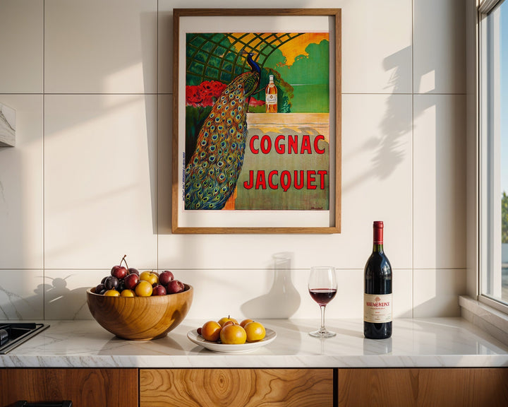 Cognac Jacquet Peacock Vintage Advertising Print - Style My Wall