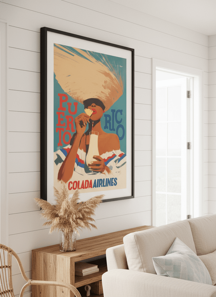 Neutral wall art displayed in a sunny coastal beach house