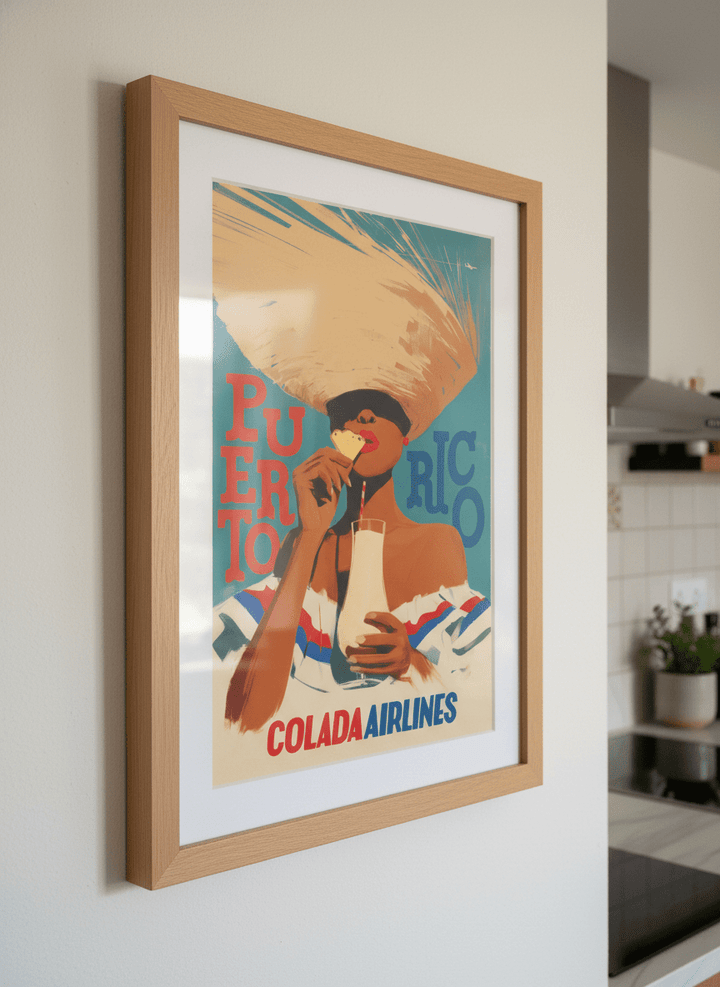 Artwork styled on the wall of a bright modern kitchen