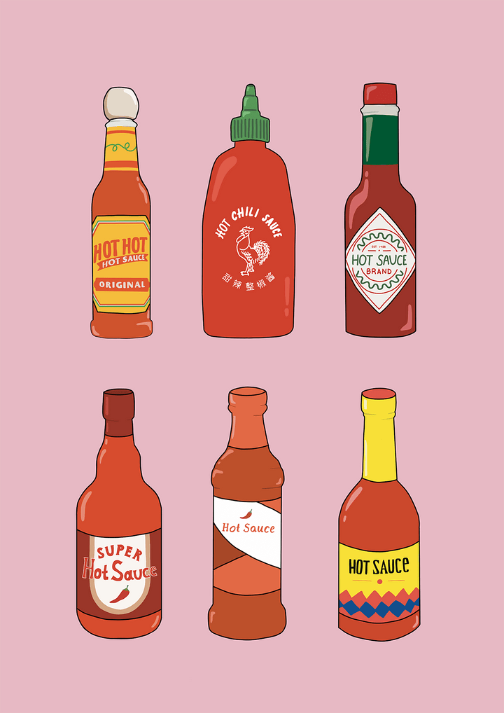 Collection of Hot Sauces Art by Lucia Sankovic - Style My Wall