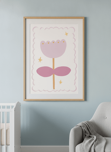 Soft neutral wall art styled in a serene nursery with pastel tones