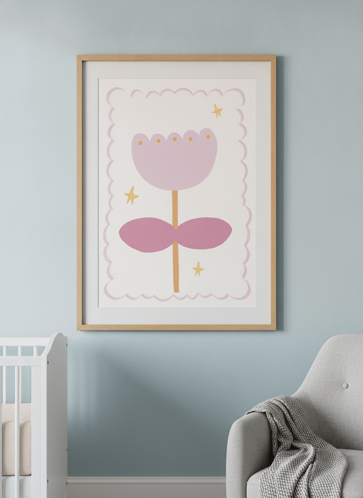 Soft neutral wall art styled in a serene nursery with pastel tones