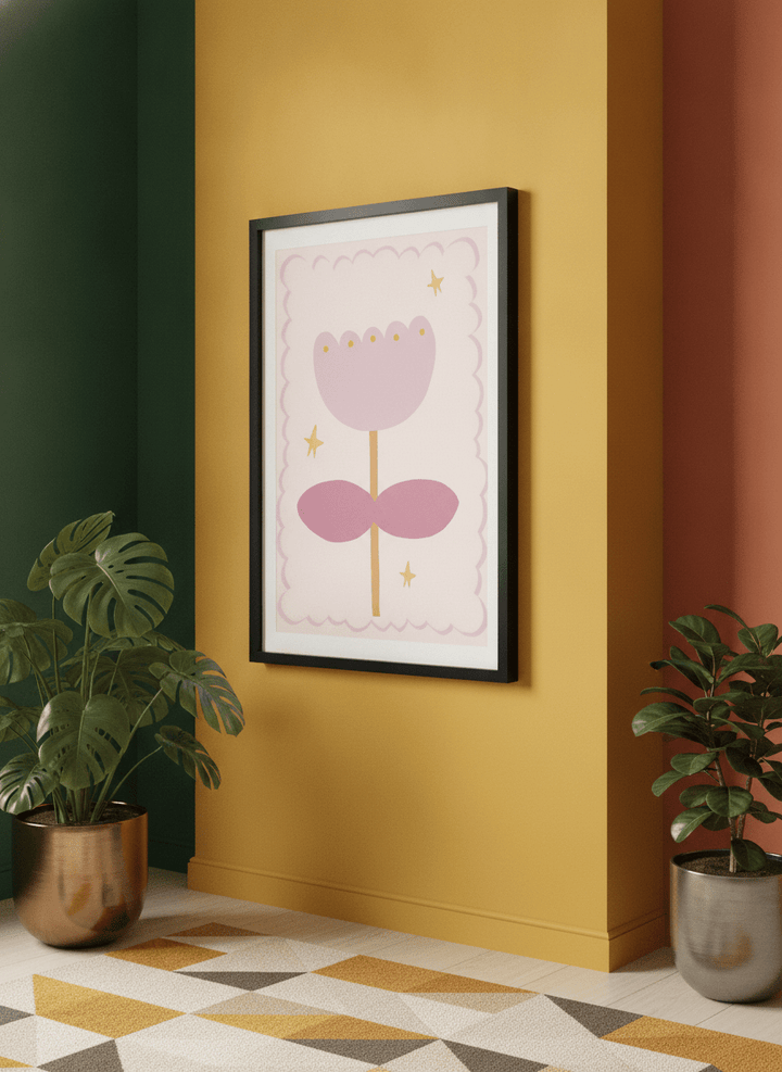 Bold wall art styled in a colourful, eclectic modern home