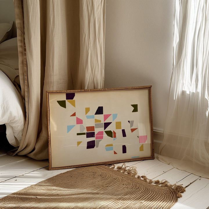 Colorful Geometry Landscape by Maison Bootsy,livingroom,timber border