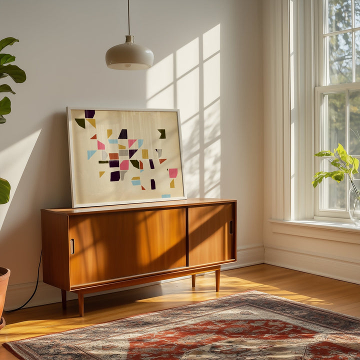 Colorful Geometry Landscape by Maison Bootsy,livingroom,timber border