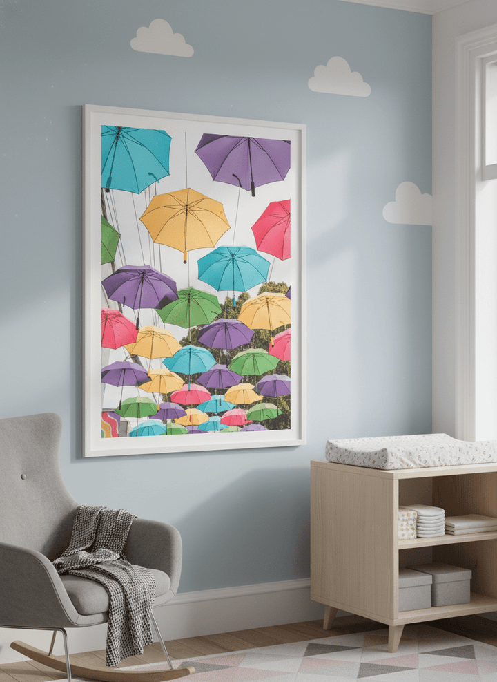Soft neutral wall art styled in a serene nursery with pastel tones