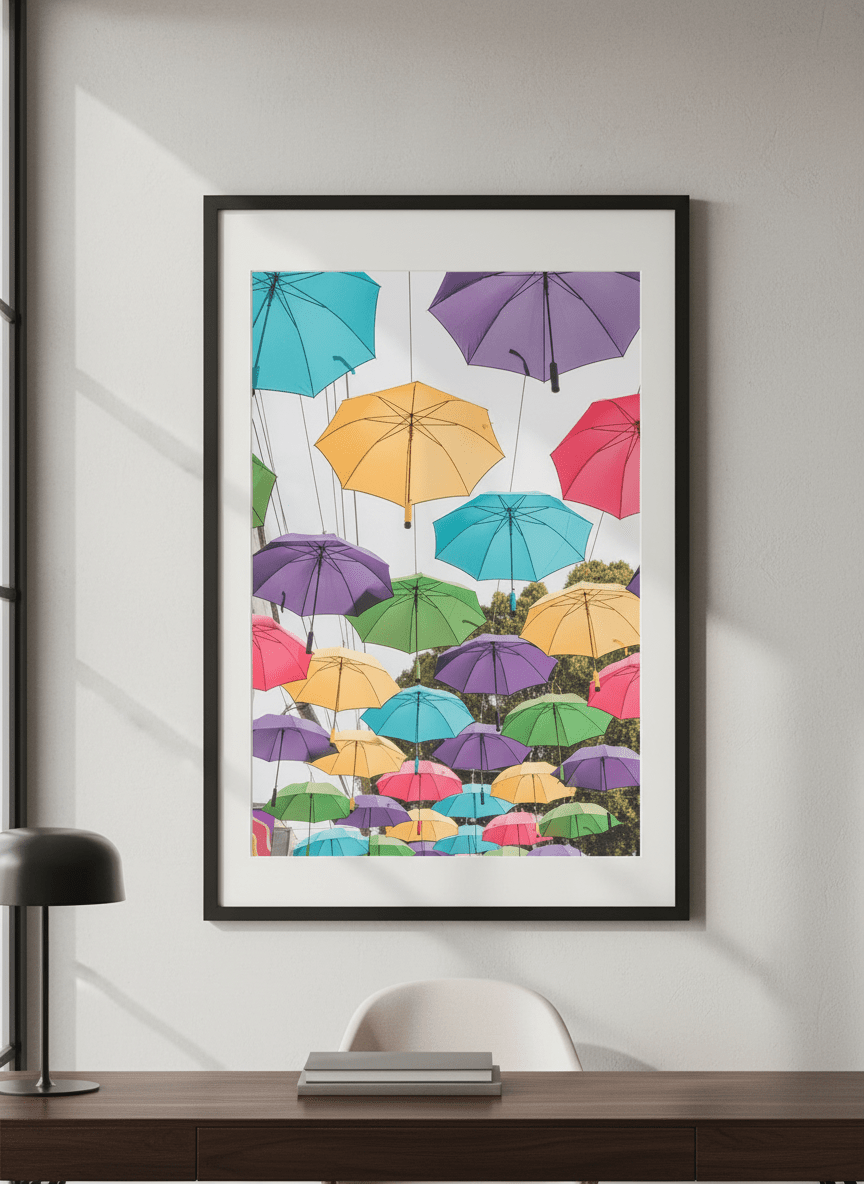 Contemporary wall art featured in a bright modern office workspace