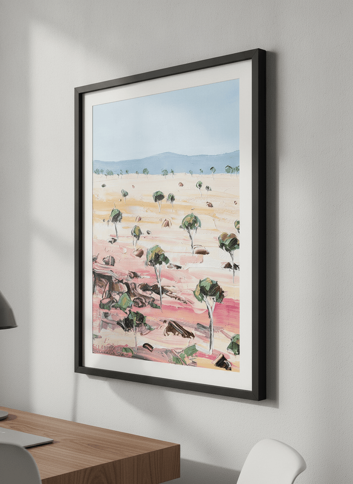 Contemporary wall art featured in a bright modern office workspace