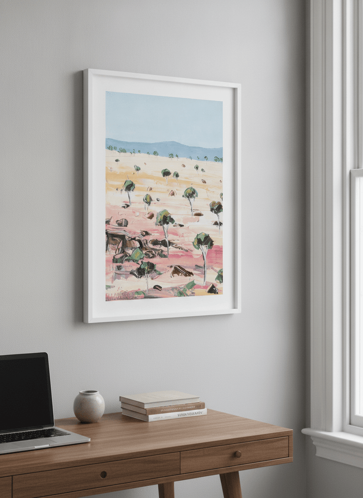 Contemporary wall art featured in a bright modern office workspace