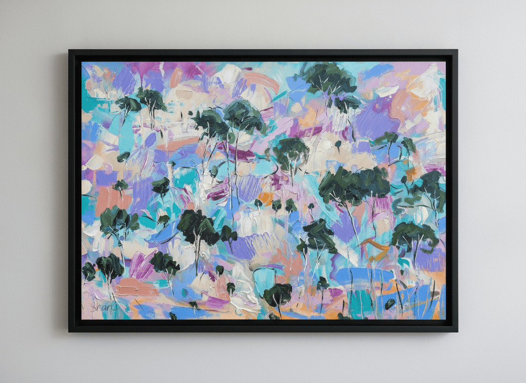 Contemporary wall art featured in a bright modern office workspace
