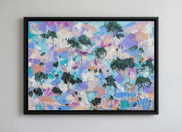 Contemporary wall art featured in a bright modern office workspace