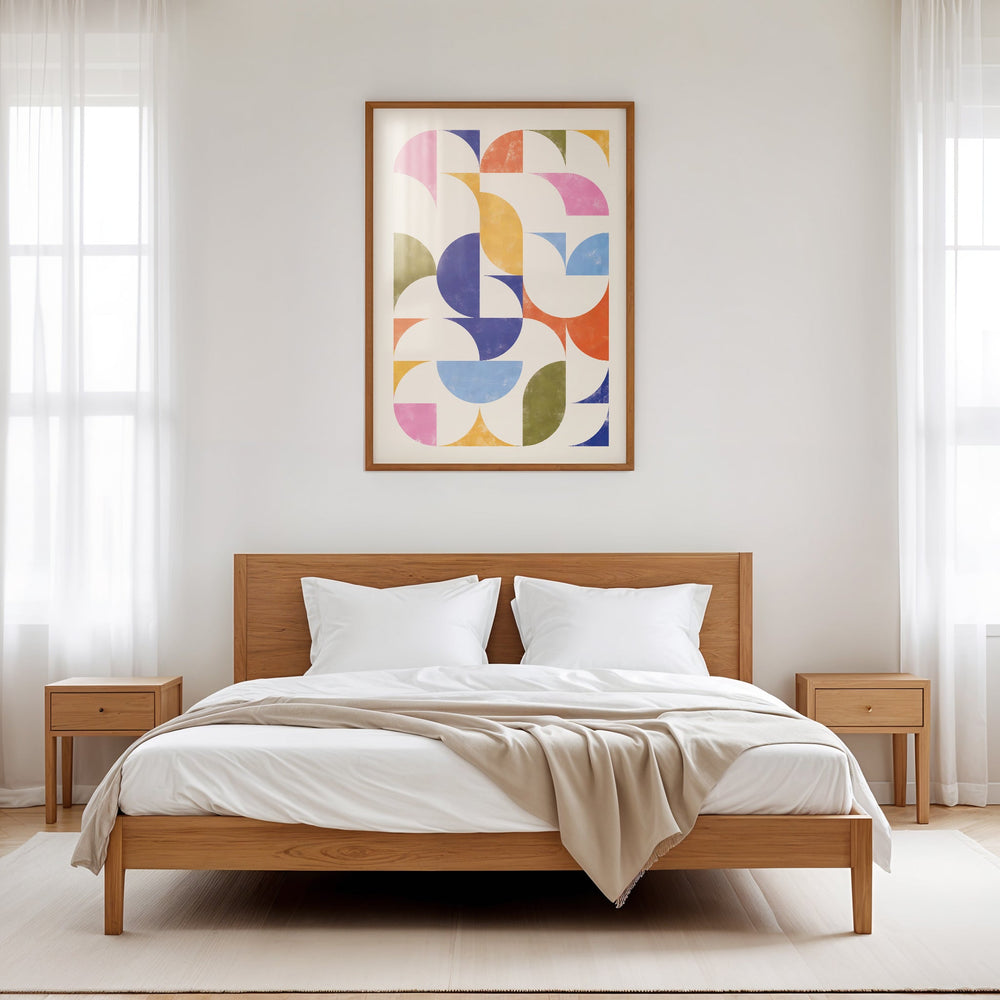 Coloured Random Geometry by Maison Bootsy,gallery wall,timber border