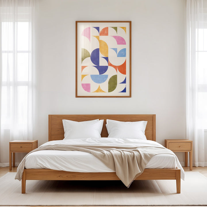 Coloured Random Geometry by Maison Bootsy,gallery wall,timber border