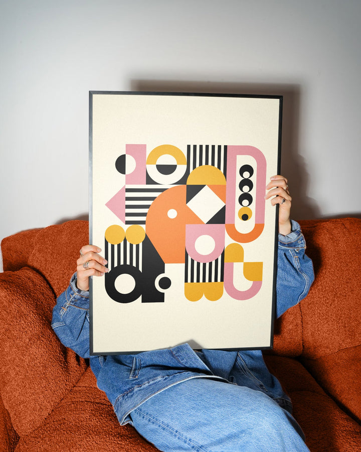 Colourful Bauhaus by Maison Bootsy,gallery wall,timber border