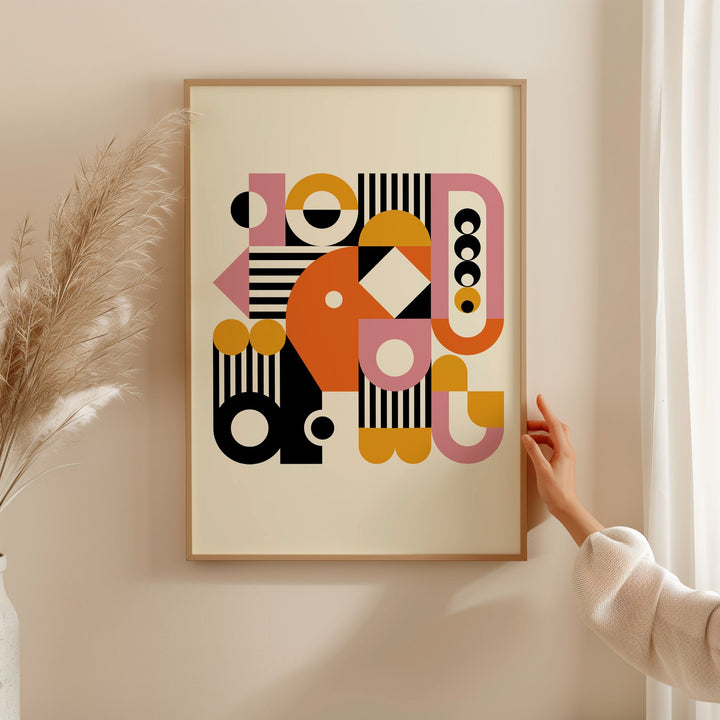 Colourful Bauhaus by Maison Bootsy,gallery wall,timber border