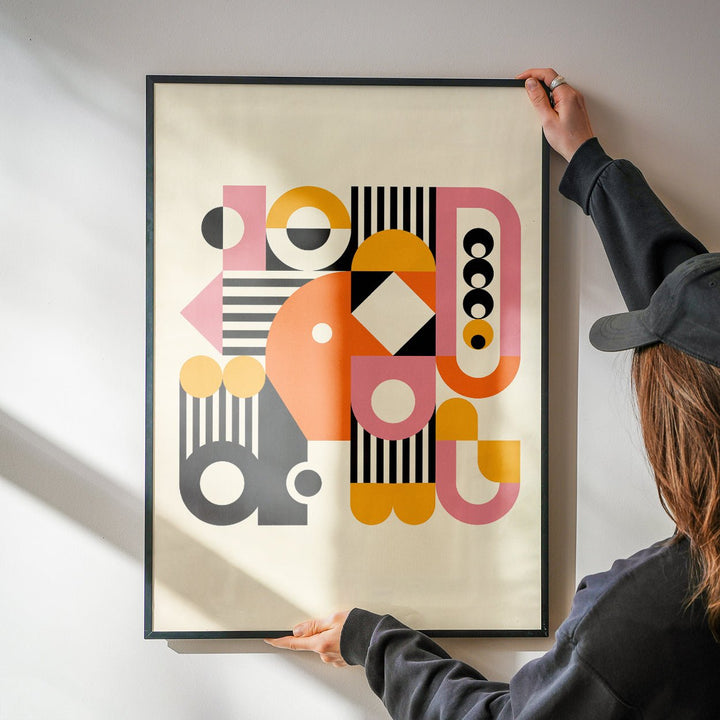 Colourful Bauhaus by Maison Bootsy,gallery wall,timber border