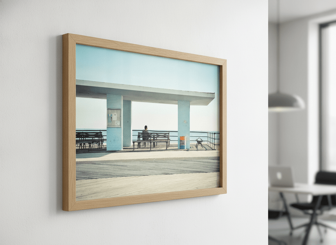 Contemporary wall art featured in a bright modern office workspace