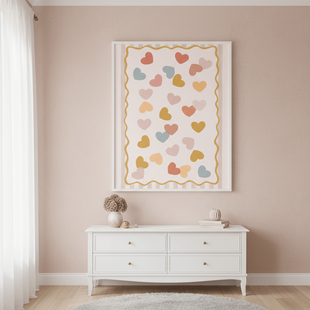 Confetti Pastel Hearts by Menina Lisboa wall - art - picture - poster