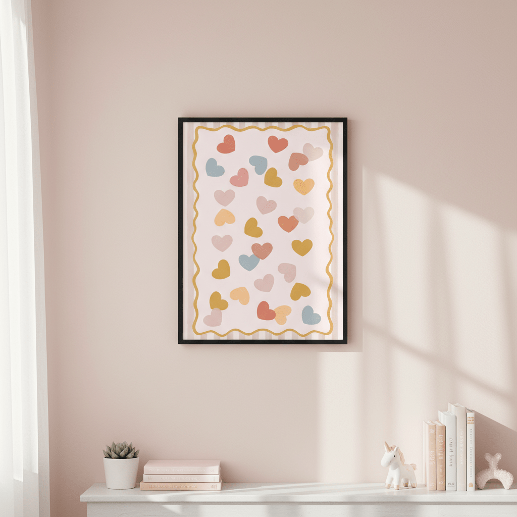 Confetti Pastel Hearts by Menina Lisboa wall - art - picture - poster