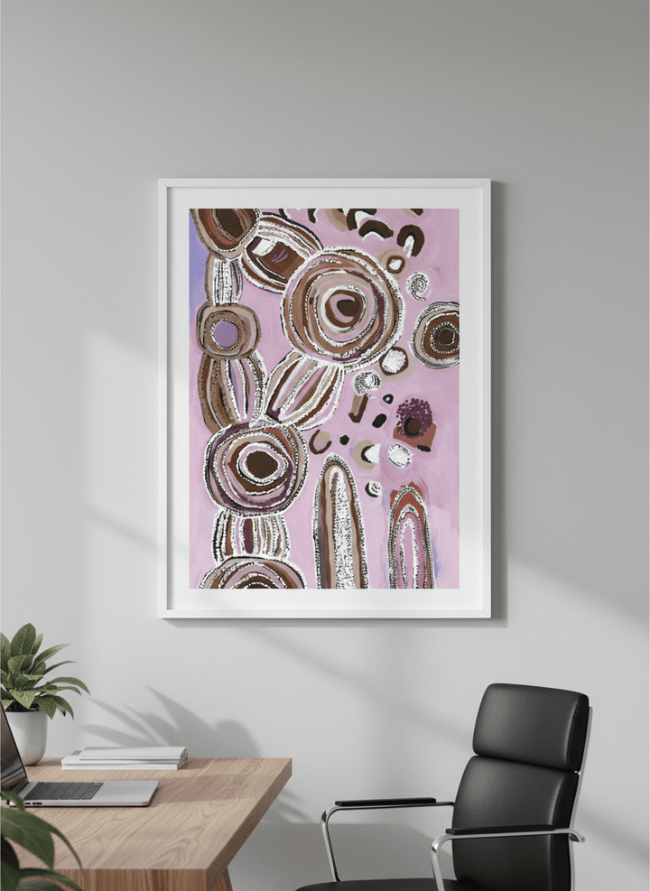 Contemporary wall art featured in a bright modern office workspace