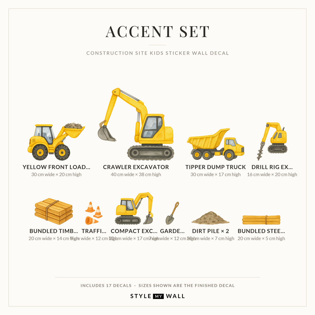 Construction Site Kids Sticker Wall Decal