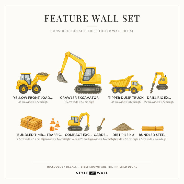 Construction Site Kids Sticker Wall Decal