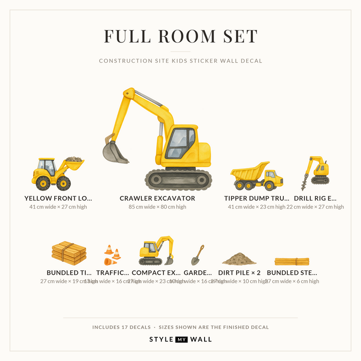 Construction Site Kids Sticker Wall Decal