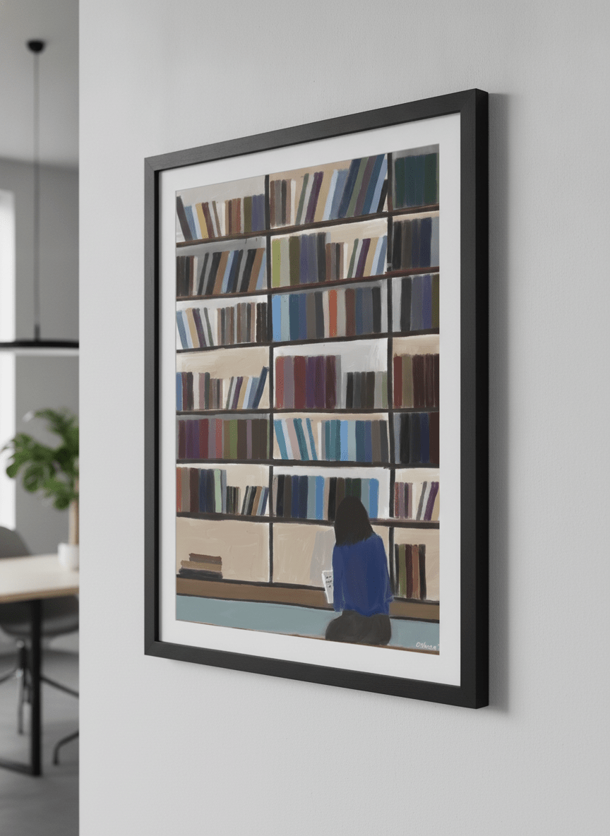 Contemporary wall art featured in a bright modern office workspace