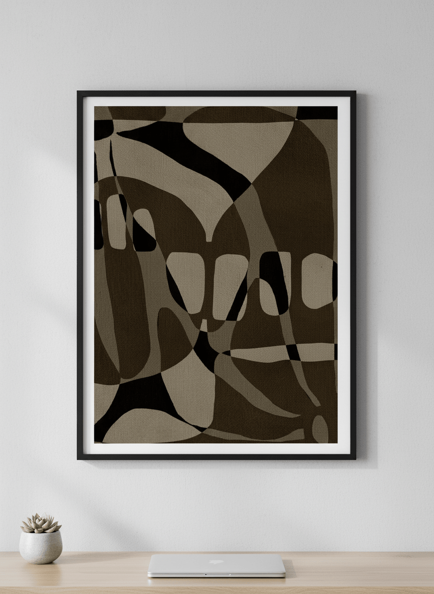 Contemporary wall art featured in a bright modern office workspace