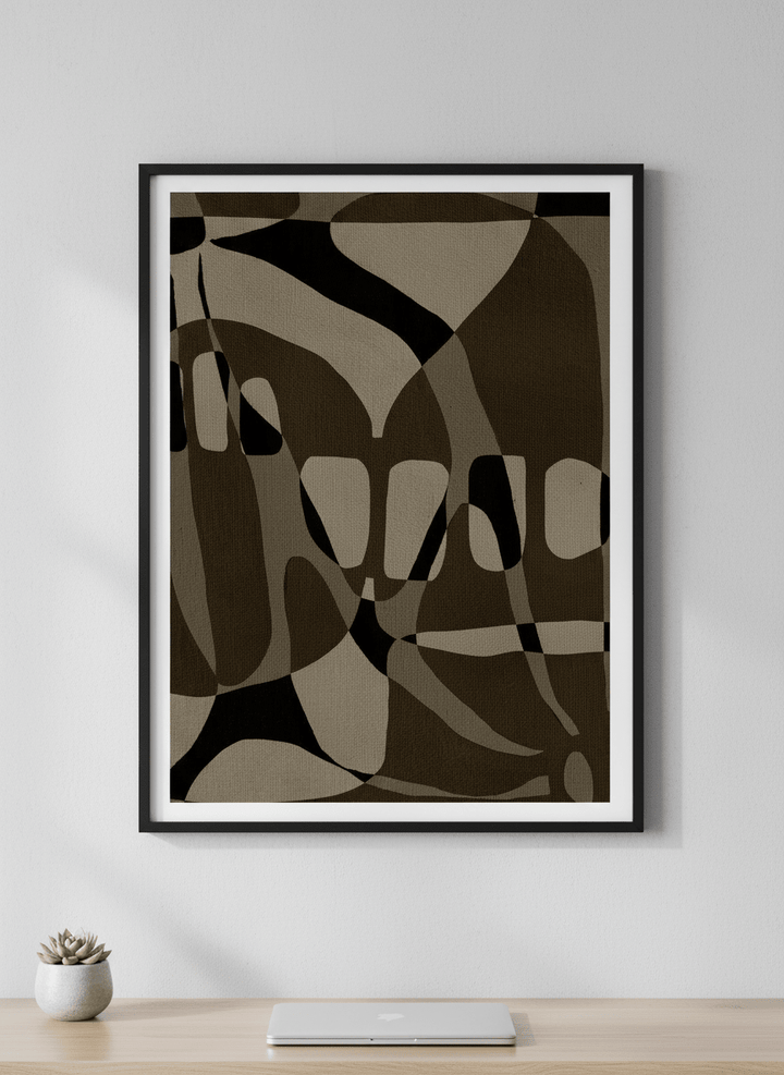 Contemporary wall art featured in a bright modern office workspace