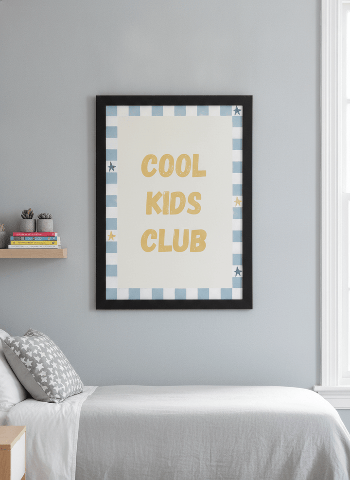 Minimalist artwork displayed in a calm, light-filled bedroom interior