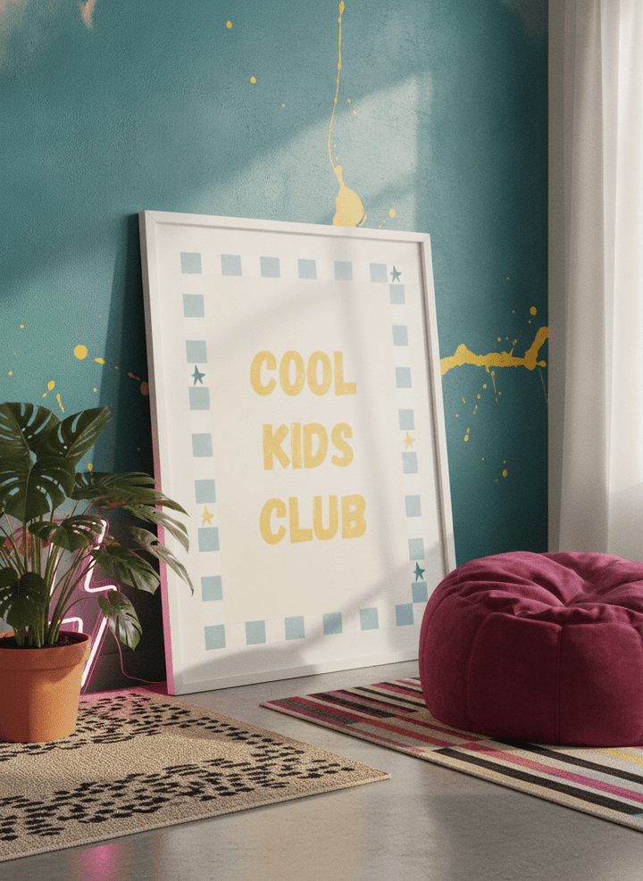 Bold wall art styled in a colourful, eclectic modern home