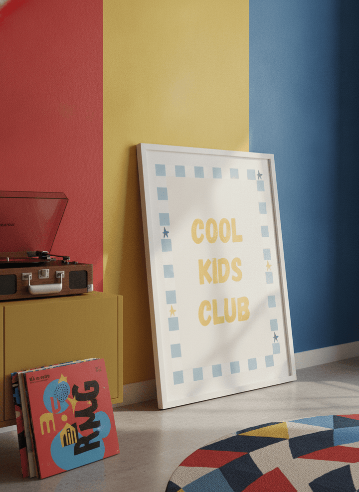 Bold wall art styled in a colourful, eclectic modern home