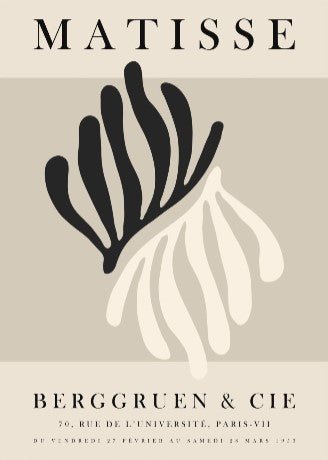 Coral Leaf Black And Beige Wall Art by Henri Matisse