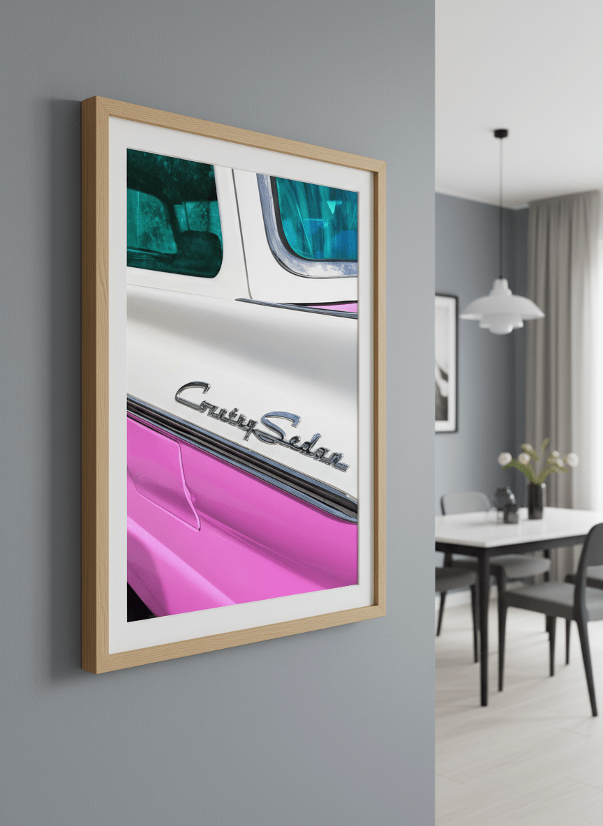 Wall art styled above a dining table in a contemporary home